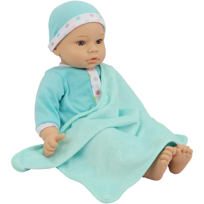 18" Sweet And Happy Baby With Blanket - Blue With Polka Dot Pajamas 4 18" Sweet And Happy Baby With Blanket - Blue With Polka Dot Pajamas - Image 2