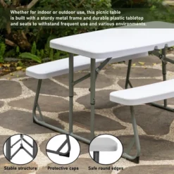Foldable White Kids' Picnic Table Bench Outdoor Portable Children's Backyard Table, Crafting, Dining, And Playtime Patio Table 18 Foldable White Kids' Picnic Table Bench Outdoor Portable Children's Backyard Table, Crafting, Dining, And Playtime Patio Table -Children Products Store GUEST 79c6f5e4 63d8 449b 9ac4 78313419419a
