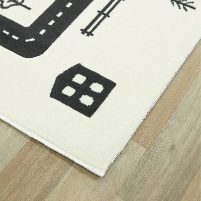 4'1"x5'6" Roadmap Black/White Rug - Balta Rugs 5 4'1"x5'6" Roadmap Black/White Rug - Balta Rugs - Image 3