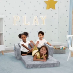 Delta Children Kids' Serta Perfect Sleeper Extra Wide Comfy 2-in-1 Flip Open Convertible Sofa To Lounger - Gray -Children Products Store GUEST 7aba4dca c024 4d4d b0d7 28e0ca81cf1a