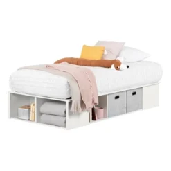 Twin Flexible Platform Bed With Baskets Pure White - South Shore 11 Twin Flexible Platform Bed With Baskets Pure White - South Shore -Children Products Store GUEST 7c7a7e5e 7841 4a09 bed7 561f82981a4a