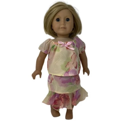 Size 8 1/2 Matching Girl And Doll Chiffon Flowers Skirt And Blouse 4 Size 8 1/2 Matching Girl And Doll Chiffon Flowers Skirt And Blouse - Image 2
