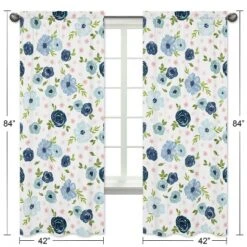2pc Sweet Jojo Designs Watercolor Floral Window Panel Pink/Blue - Sweet Jojo Designs -Children Products Store GUEST 8252d9e2 524f 4b01 b8fc 41f7b9db1b75