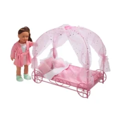 Badger Basket Royal Carriage Metal Doll Bed With Canopy Bedding And LED Lights - Pink/White/Stars -Children Products Store GUEST 83844960 2fac 4cd8 81c6 83be4c15c252