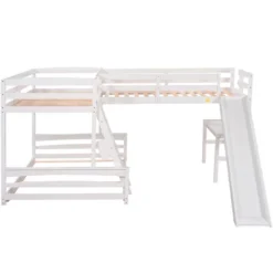 Twin Over Full Bunk Bed With Twin Size Loft Bed With Desk, Slide And Full Length Rail - ModernLuxe 15 Twin Over Full Bunk Bed With Twin Size Loft Bed With Desk, Slide And Full Length Rail - ModernLuxe -Children Products Store GUEST 83cce265 00f6 41b7 a696 510f0022b98d