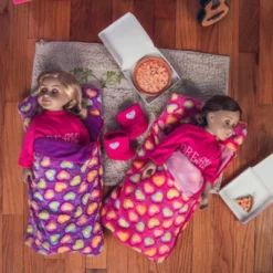 The Queen's Treasures 18" Doll 4 Piece Sleeping Bag Set With Pepperoni Pizza.