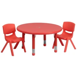 Flash Furniture 33" Round Plastic Height Adjustable Activity Table Set With 2 Chairs -Children Products Store GUEST 8d9e76db d288 4828 8cbb 8dfec7c6f9cd