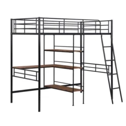 Twin Size Metal Loft Bed With Built-in Desk And Shelves - ModernLuxe -Children Products Store GUEST 8e76cdcf 0be5 4bc4 bcfe 242c9f6ef4d0