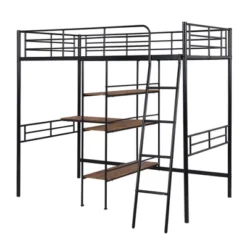Twin Size Metal Loft Bed With Built-in Desk And Shelves - ModernLuxe -Children Products Store GUEST 8fd7aa44 4cac 4eef 81b3 faa56b4ff78c