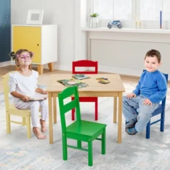 Costway Kids 5 Piece Table Chair Set Pine Wood Multicolor Children Play Room Furniture 14 Costway Kids 5 Piece Table Chair Set Pine Wood Multicolor Children Play Room Furniture -Children Products Store GUEST 909e2d0e 0df5 4acc 9a67 53bdc1fc14dd