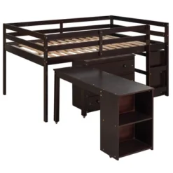 Low Study Full Loft Bed With Cabinets, Shelving And Rolling Portable Desk - ModernLuxe -Children Products Store GUEST 92d3d422 279d 451f bc93 22e1a3939631