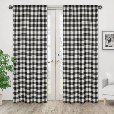 2pk Buffalo Check Window Panel Black And White - Sweet Jojo Designs 3 2pk Buffalo Check Window Panel Black And White - Sweet Jojo Designs