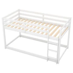 Twin Over Twin Floor Bunk Bed With Ladder - ModernLuxe -Children Products Store GUEST 9668d007 ecac 49ed a84e 97f1fba53784