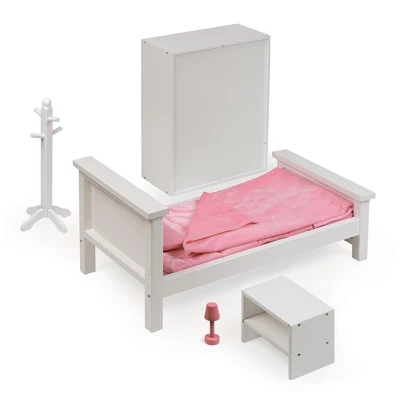 Bedroom Furniture Set For 18" Dolls - White/Pink 4 Bedroom Furniture Set For 18" Dolls - White/Pink - Image 2
