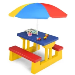 Costway Kids Picnic Table Set W/Removable Umbrella Indoor Outdoor Garden Patio -Children Products Store GUEST 998d5a34 f5fe 4f82 a64b 433e2f2978ec