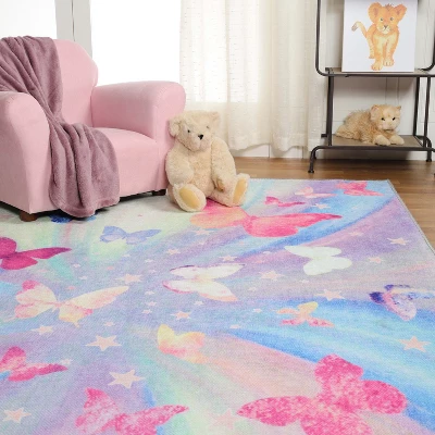 Butterfly Colorful Kids Playroom Nursery Washable Indoor Area Rug By Blue Nile Mills 10 Butterfly Colorful Kids Playroom Nursery Washable Indoor Area Rug By Blue Nile Mills - Image 8