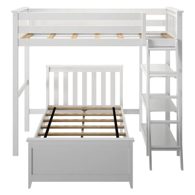 Max & Lily L-Shaped Twin Over Twin Bunk Bed With Bookcase 4 Max & Lily L-Shaped Twin Over Twin Bunk Bed With Bookcase - Image 2