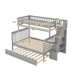 Twin Over Full Bunk Bed With Trundle Bed And Staircase-ModernLuxe -Children Products Store GUEST 9b6843a4 dd60 4eeb 9652 c4e036266d4d