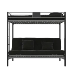 Twin Over Futon Maxence Metal Bunk Bed Silver/Black - Room & Joy -Children Products Store GUEST 9e66d74e 9b2d 4bbb 9c12 2126c9d3bbf2