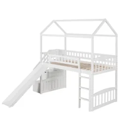 Twin Size House Shape Loft Bed With Two Drawers And Slide - ModernLuxe -Children Products Store GUEST a2bdea58 5c3a 4551 852d ed6ac61ef356