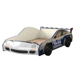 Twin Quessa Police Car Bed With Led Headlight Chair Black/White - HOMES: Inside + Out -Children Products Store GUEST a2da96a4 0c4f 40d8 97f1 e14b1f3e9ac2