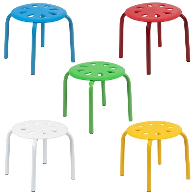 Flash Furniture Plastic Nesting Stack Stools, 11.5"Height (5 Pack) 4 Flash Furniture Plastic Nesting Stack Stools, 11.5"Height (5 Pack) - Image 2