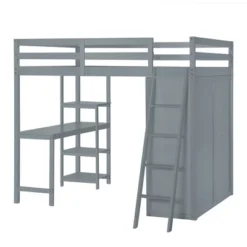 Full/ Twin Size Loft Bed With Wardrobe, Desk And Shelves-ModernLuxe -Children Products Store GUEST a401cd50 af14 4496 9671 259138086d9f