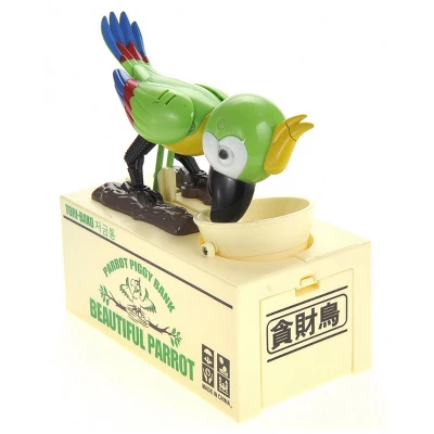 Insten Parrot Piggy Bank Robotic Coin Munching Toy Money Box, Green, 6.6x6.5 Inches 5 Insten Parrot Piggy Bank Robotic Coin Munching Toy Money Box, Green, 6.6x6.5 Inches - Image 3