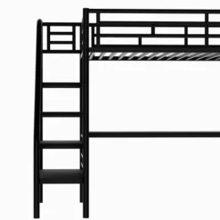 Metal Twin Size Loft Bed With Desk, Black - ModernLuxe -Children Products Store GUEST a5f794d9 5e27 4bba abeb d40fb3449f71