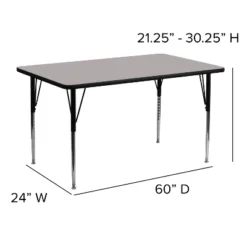 Emma And Oliver 24x60 Rectangle HP Laminate Adjustable Activity Table -Children Products Store GUEST a81ff4f6 1c9d 49a0 98e4 9c39e61169ce