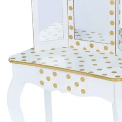 Fashion Polka Dot Gisele Play Vanity Set With Led Mirror White/Gold - Teamson Kids -Children Products Store GUEST a887a881 9a99 4916 8be7 43147eb330b7
