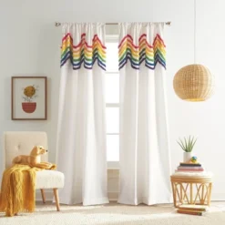 2pk Rainbow Tufted Striped Poletop Curtains - Dream Factory 13 2pk Rainbow Tufted Striped Poletop Curtains - Dream Factory -Children Products Store GUEST ace91d7f fde8 4e46 85e1 294922e0103e