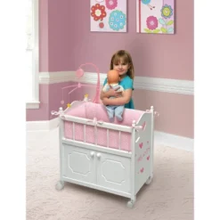 Badger Basket Cabinet Doll Crib With Gingham Bedding And Free Personalization Kit - White/Pink -Children Products Store GUEST ad1f986a 3431 4f7f 979f cedd121aa383