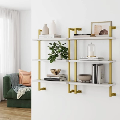 Theo Floating Shelf Gold/White - Nathan James 4 Theo Floating Shelf Gold/White - Nathan James - Image 2