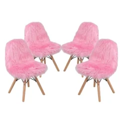 Emma And Oliver 4 Pack Kids Shaggy Dog Accent Chair - Desk Chair - Playroom Chair -Children Products Store GUEST af21f3e3 3d7b 4811 9836 c4f76da8cfc3