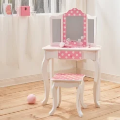 Polka Dot Fashion Prints Vanity Table & Stool Set Pink - Teamson Kids -Children Products Store GUEST afbc47d2 659a 4895 87a5 2a06a408b8d1