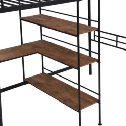 Twin Size Metal Loft Bed With Built-in Desk And Shelves - ModernLuxe -Children Products Store GUEST b09738cb 4c72 4411 b923 ac9f045ad698