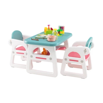 Costway 3-Piece Kids Table And Chair Set Toddler Activity Study Desk With Building Blocks 12 Costway 3-Piece Kids Table And Chair Set Toddler Activity Study Desk With Building Blocks - Image 10