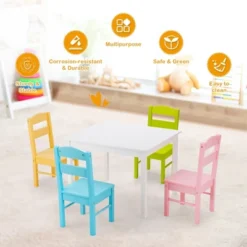 Costway 5 Piece Kids Wood Table Chair Set Activity Toddler Playroom Furniture Colorful 16 Costway 5 Piece Kids Wood Table Chair Set Activity Toddler Playroom Furniture Colorful -Children Products Store GUEST b277767e 090d 4c17 877a 5eaceed45f8a
