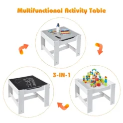 Costway Kids Table Chairs Set With Storage Boxes Blackboard Whiteboard Drawing GreyNature -Children Products Store GUEST b5538307 d289 432b 979e 1eff09a62cb2