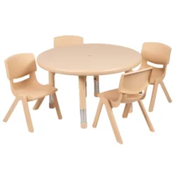 Flash Furniture 33" Round Plastic Height Adjustable Activity Table Set With 4 Chairs 18 Flash Furniture 33" Round Plastic Height Adjustable Activity Table Set With 4 Chairs -Children Products Store GUEST ba9569ea e319 4a83 9b4c 2176ac0d5613