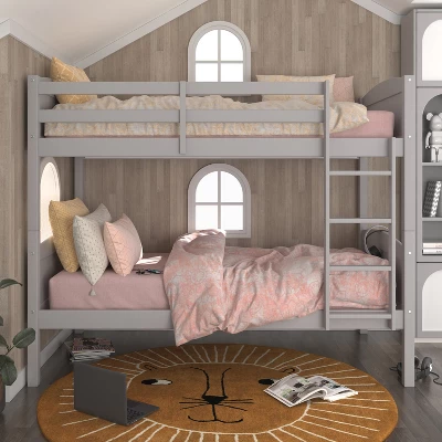 Twin Over Twin Alexis Wood Arch Bunk Bed - Hillsdale Furniture 3 Twin Over Twin Alexis Wood Arch Bunk Bed - Hillsdale Furniture