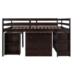 Low Study Full Loft Bed With Cabinets, Shelving And Rolling Portable Desk - ModernLuxe -Children Products Store GUEST c45c75b8 ea26 41c3 9c70 921627461df5