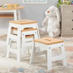 Melissa & Doug Wooden Stools - Set Of 4 - White/Natural -Children Products Store GUEST c52d0662 afe4 46f6 92cc 50a0b603e190