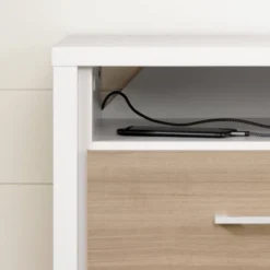 Munich 2 Drawer Nightstand - White/Soft Elm - South Shore -Children Products Store GUEST c5b22852 0d9a 4312 afe0 1c2cc834a6b1