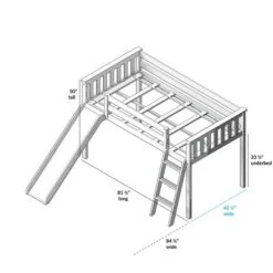 Max & Lily Twin Low Loft Bed With Slide -Children Products Store GUEST ceed0240 b01b 4aaa b93a 046a3d76f5bc