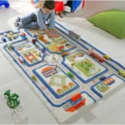 39"x59" Traffic Blue 3D Play Rug - IVI -Children Products Store GUEST cfed1963 eb6e 49f9 ac27 b801cb5920ee