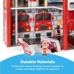 Best Choice Products 32in Kids 3-Story Pretend Wooden Fire Station Play Set Toy, W/ 2 Vehicles, 12 Accessories, 5 Rooms -Children Products Store GUEST d1e79132 d2a3 404e b275 e529312d3f60