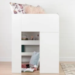 Twin Tiara Loft Bed With Desk Pure White - South Shore -Children Products Store GUEST d389cca6 0ce5 4dde 8be0 7b8a53e0384a