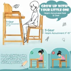 Costway Bamboo Kids Study Desk And Chair Set Height Adjustable Home School W/ Bookshelf 18 Costway Bamboo Kids Study Desk And Chair Set Height Adjustable Home School W/ Bookshelf -Children Products Store GUEST d41351d5 92e4 4354 96d8 158349d2f643